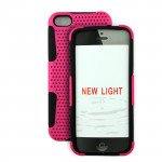 Wholesale iPhone 5C Mesh Hybrid Case (Hot Pink - Black)